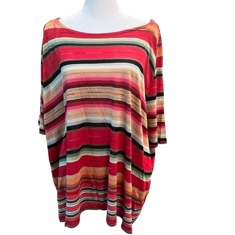 Polo Ralph Lauren Women's Western Aztec Tunic Top Red Striped Small Short Sleeve